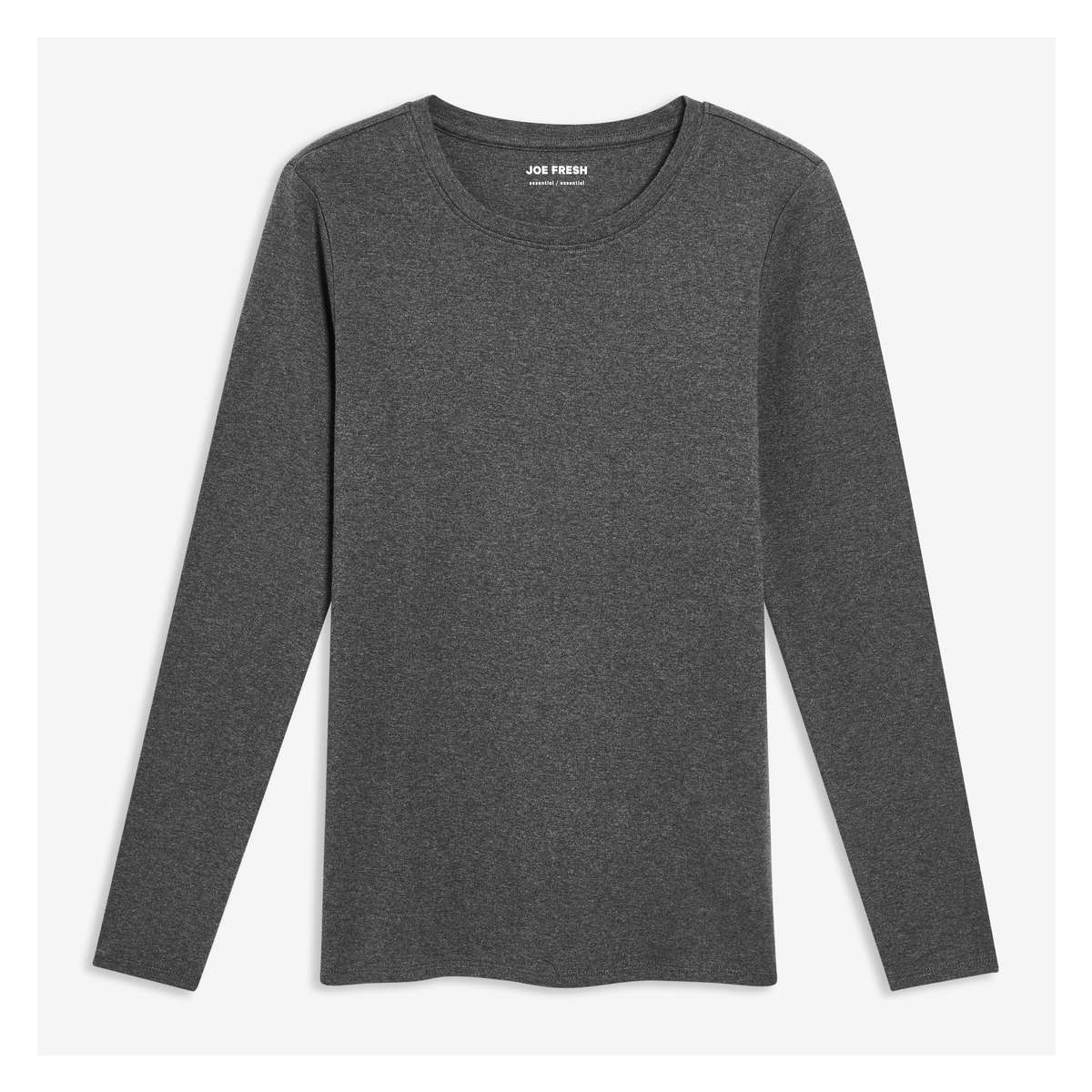 Organic Cotton Long Sleeve in Dark Charcoal Mix from Joe Fresh